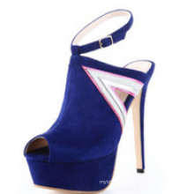 blue /nude slingbacks peep toe mature womens high heel shoes
